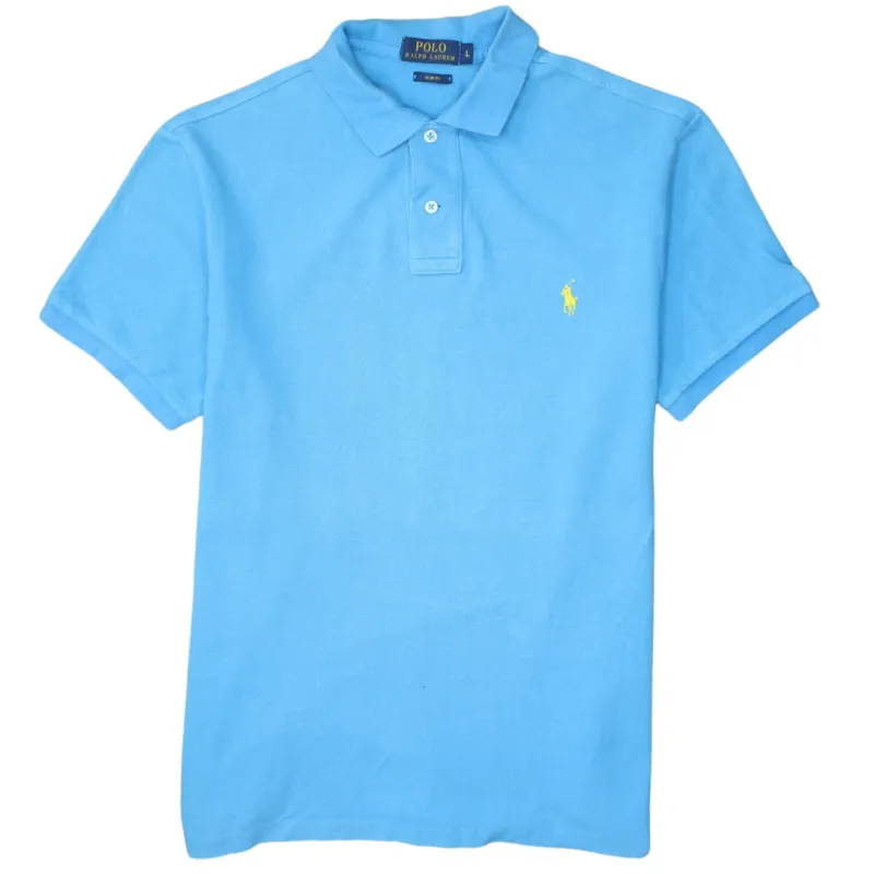 Polo Ralph Lauren 90's Short Sleeves Quarter Button Polo Shirt Large Blue sold by Vintage Club