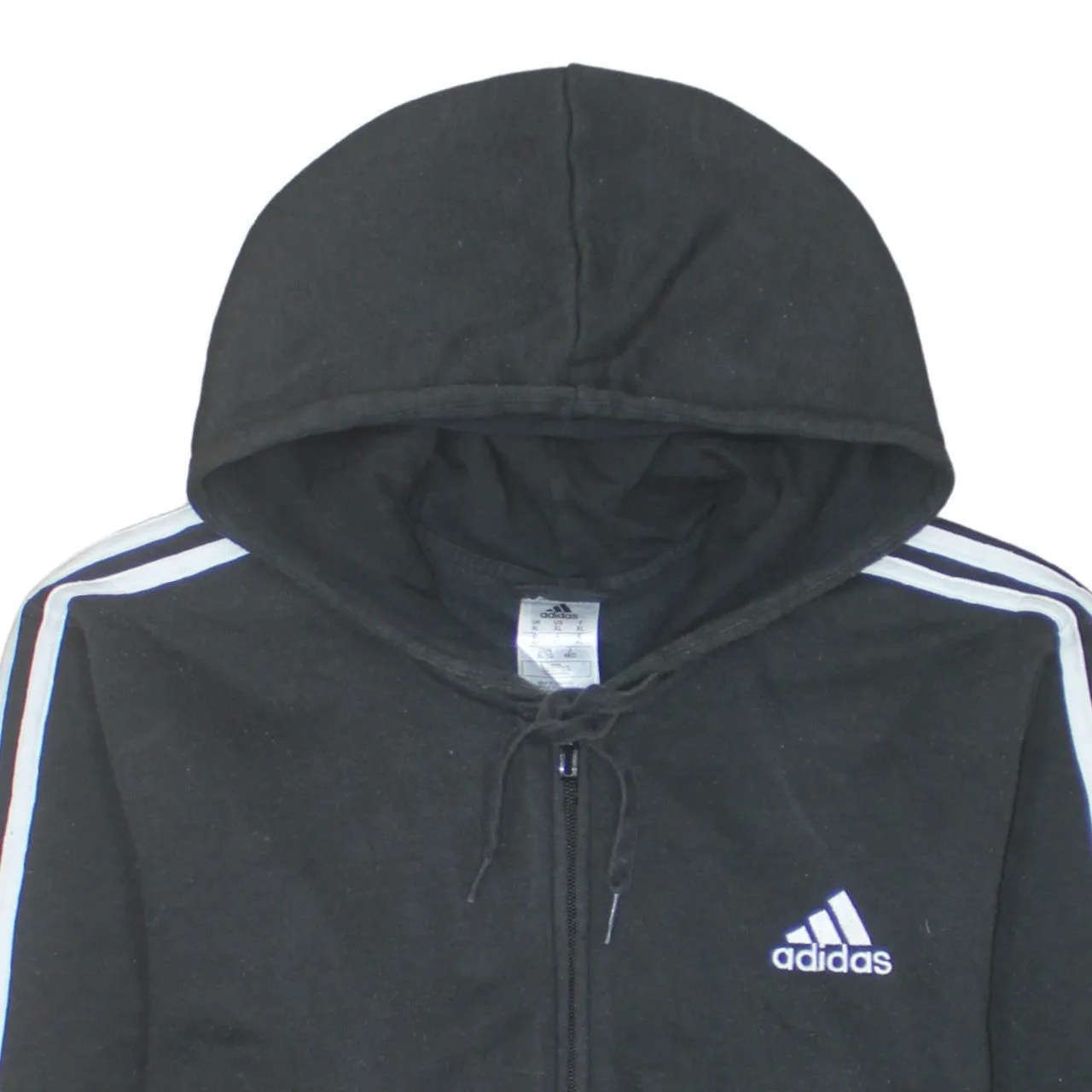 Adidas 90's Striped Sleeve Full Zip Up Hoodie XLarge Black sold by Vintage Club product image thumbnail 3
