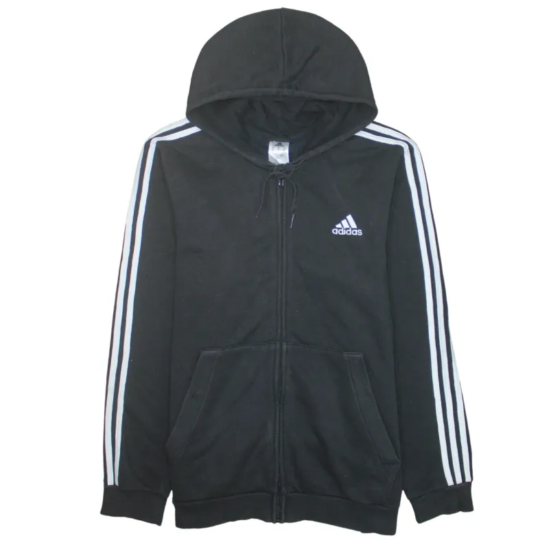 Adidas 90's Striped Sleeve Full Zip Up Hoodie XLarge Black sold by Vintage Club