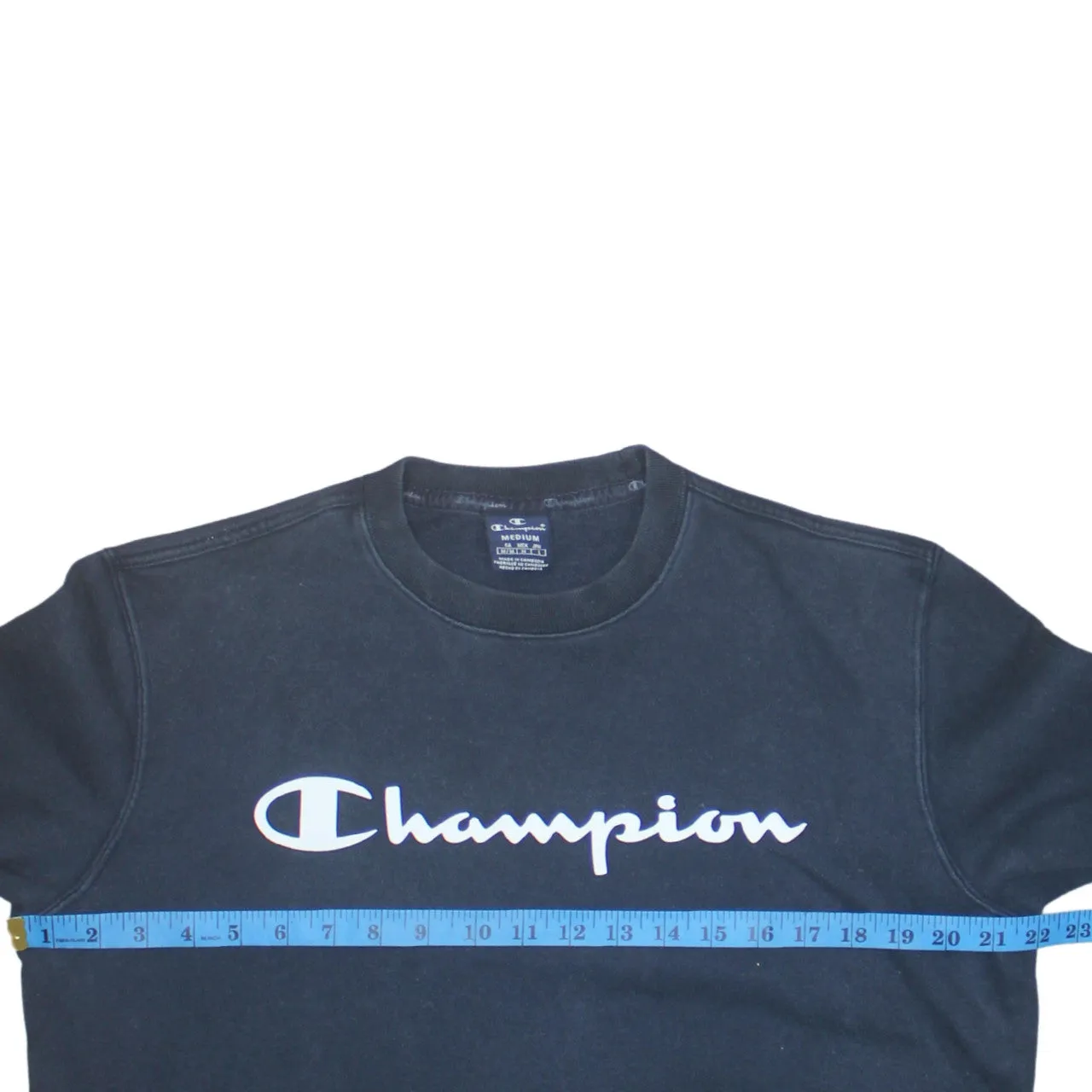 Champion 90's Spellout Crew Neck Sweatshirt Medium Navy Blue sold by Vintage Club product image thumbnail 5