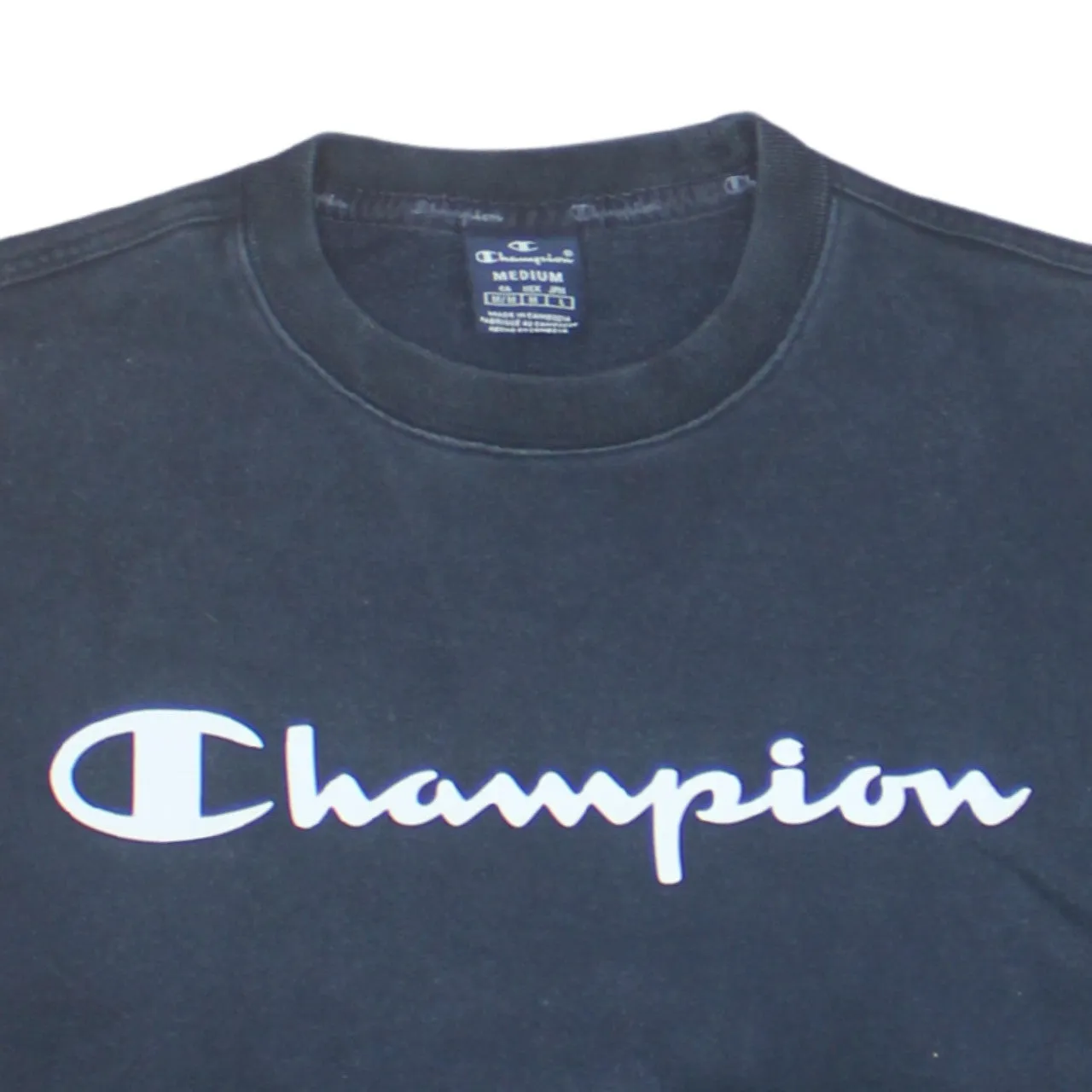 Champion 90's Spellout Crew Neck Sweatshirt Medium Navy Blue sold by Vintage Club product image thumbnail 3