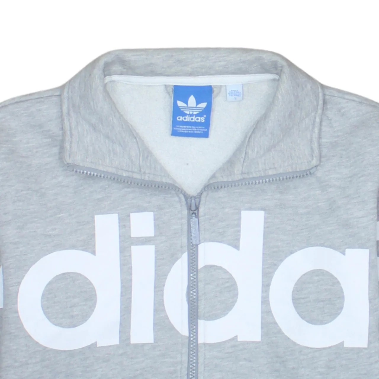 Adidas 90's Spellout Full Zip Up Sweatshirt Small Grey sold by Vintage Club product image thumbnail 3
