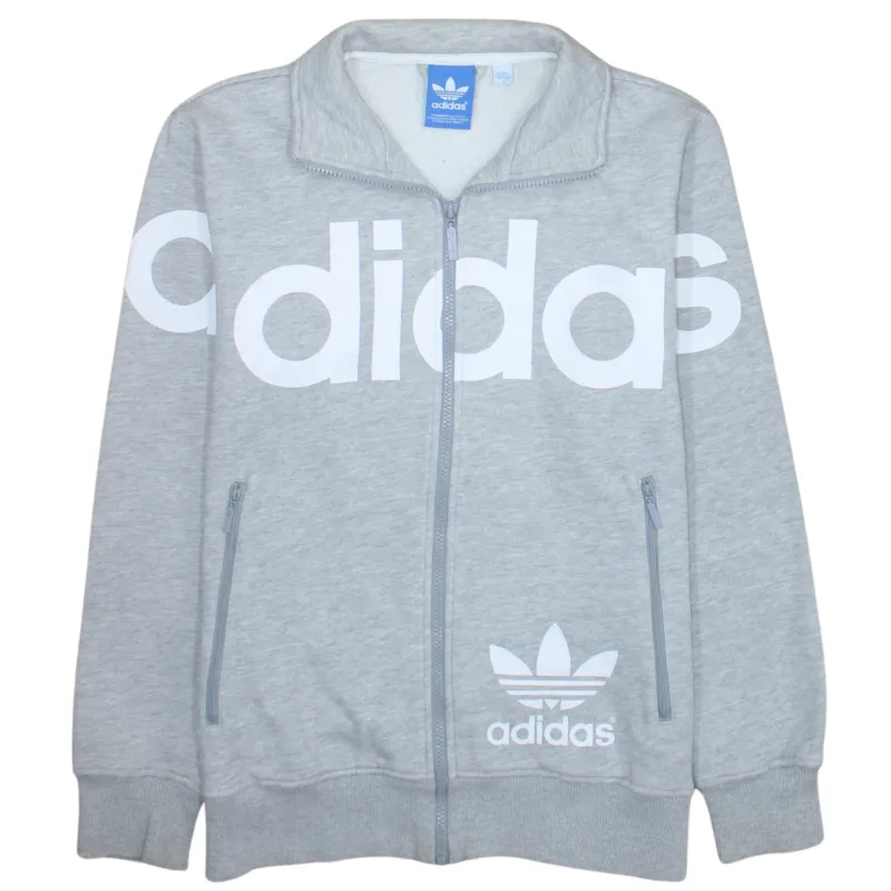 Adidas 90's Spellout Full Zip Up Sweatshirt Small  Grey sold by Vintage Club