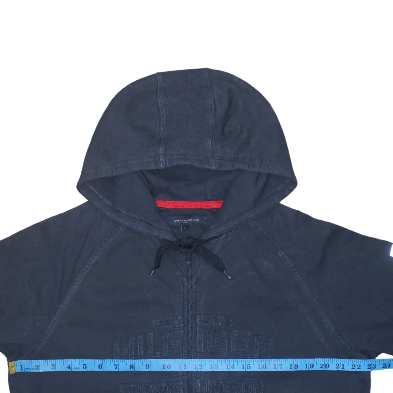 Tommy Hilfiger 90's Drawstring Pockets Full Zip Up Hoodie Large Navy Blue sold by Vintage Club product image thumbnail 5