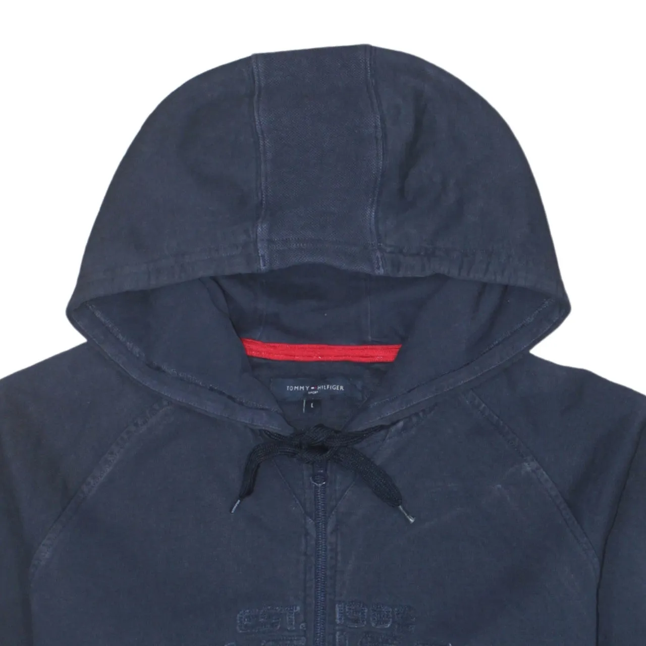 Tommy Hilfiger 90's Drawstring Pockets Full Zip Up Hoodie Large Navy Blue sold by Vintage Club product image thumbnail 3