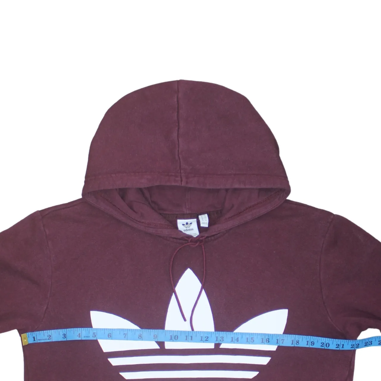 Adidas 90's Spellout Pullover Hoodie Small Burgundy Red sold by Vintage Club product image thumbnail 5