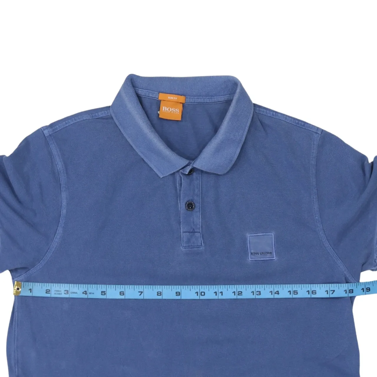HUGO BOSS 90's Short Sleeves Quarter Button Polo Shirt Large Blue sold by Vintage Club product image thumbnail 5