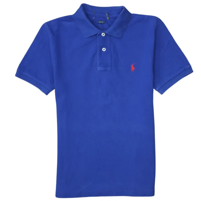 Polo Ralph Lauren 90's Short Sleeves Quarter Button Polo Shirt XSmall Blue sold by Vintage Club