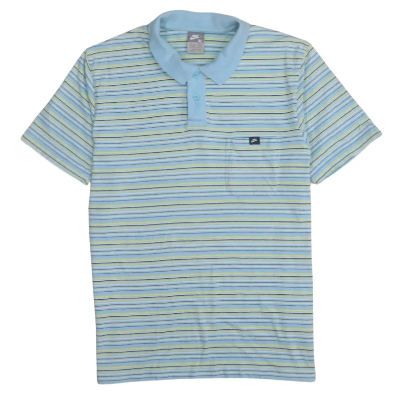 Nike 90's Short Sleeves Quarter Button Polo Shirt XLarge Blue sold by Vintage Club