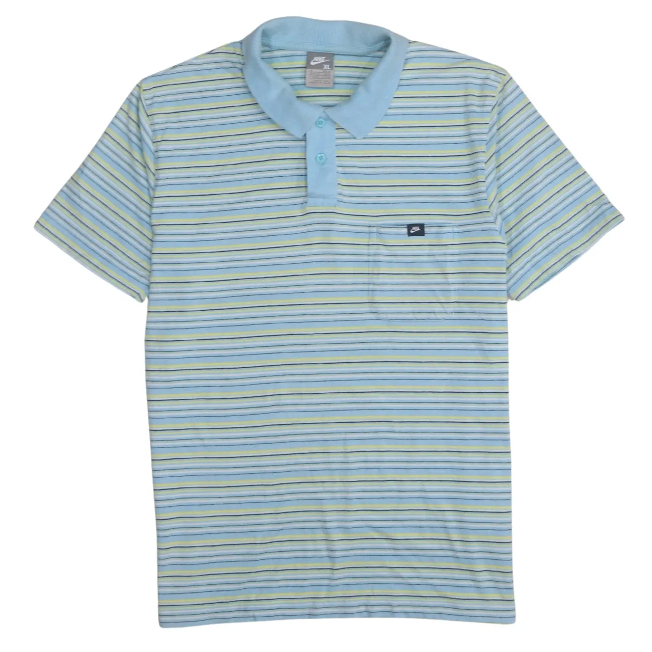 Nike 90's Short Sleeves Quarter Button Polo Shirt XLarge Blue sold by Vintage Club