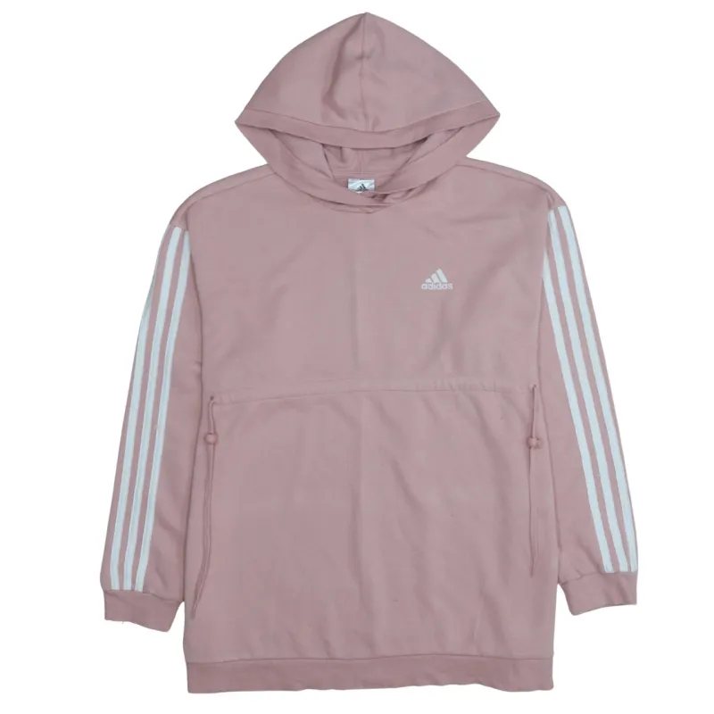 Adidas 90's Striped Sleeve Pullover Hoodie Small Pink sold by Vintage Club