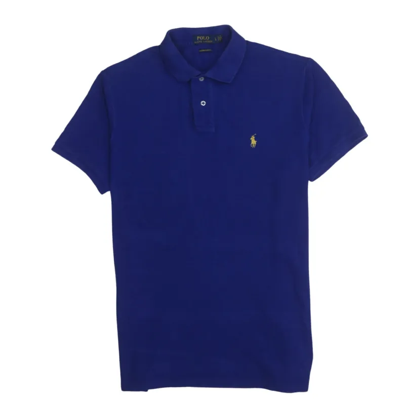 Polo Ralph Lauren 90's Short Sleeves Quarter Button Polo Shirt Large Blue sold by Vintage Club