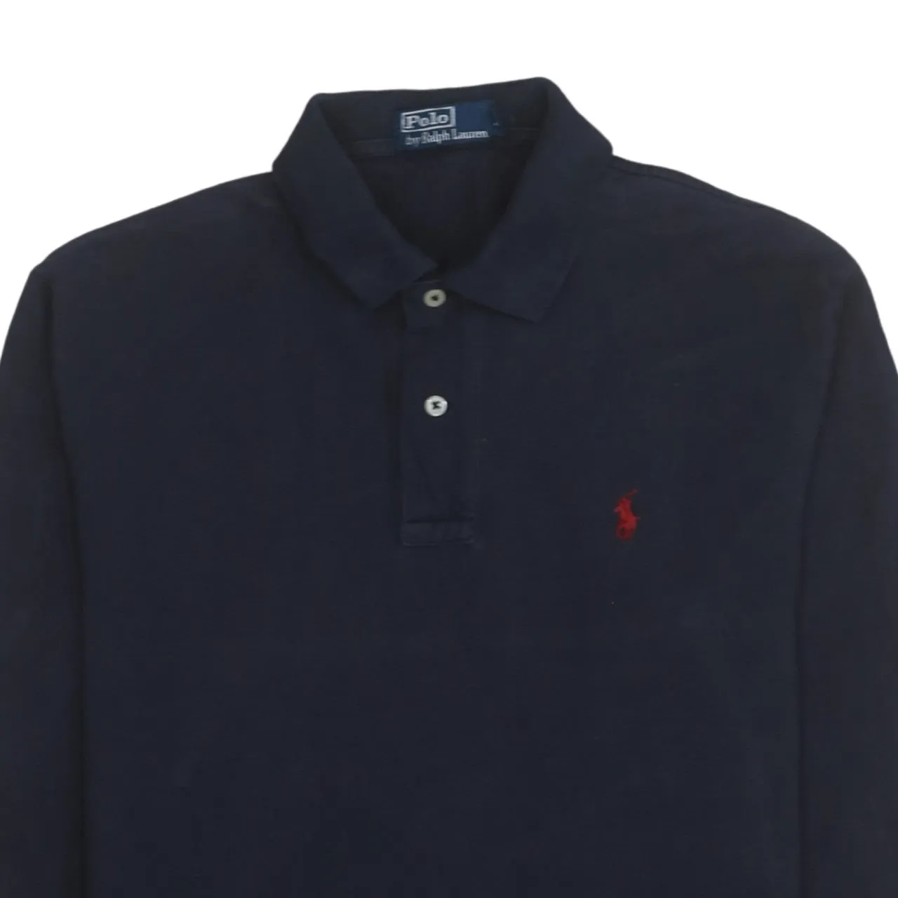Polo Ralph Lauren 90's Long Sleeve Quarter Button Polo Shirt Small Navy Blue sold by Vintage Club product image thumbnail 3
