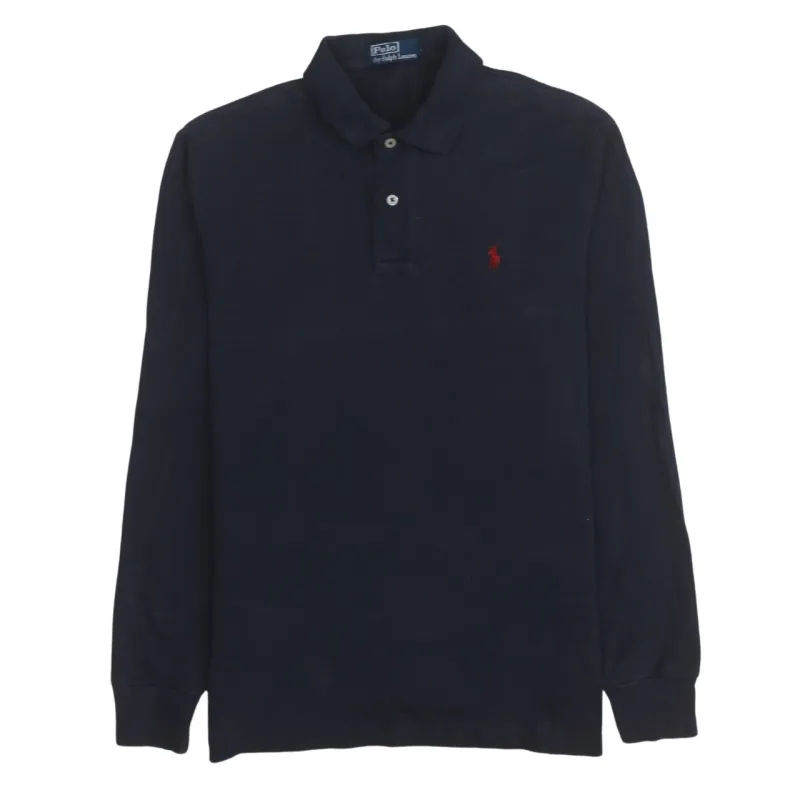 Polo Ralph Lauren 90's Long Sleeve Quarter Button Polo Shirt Small Navy Blue sold by Vintage Club