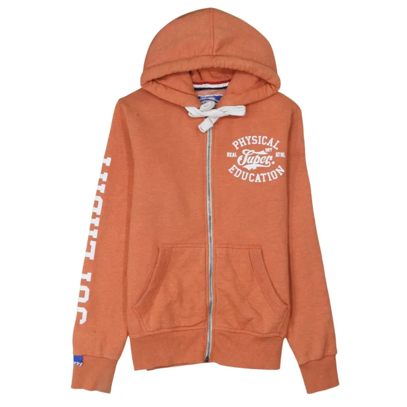 Super Dry 90's Drawstring Pockets Full Zip Up Hoodie Small Orange sold by Vintage Club