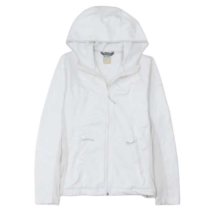Columbia 90's Plain Full Zip Up Hoodie XSmall  White made by Columbia