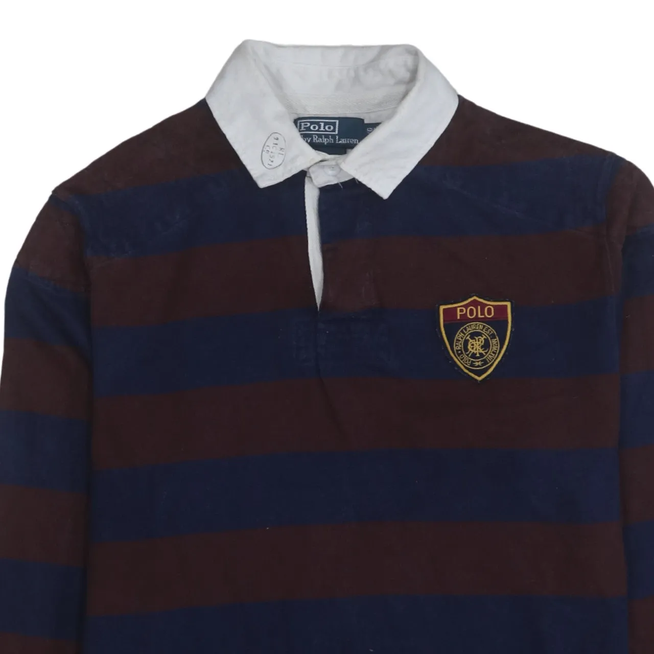 Polo Ralph Lauren 90's Long Sleeve Quarter Button Polo Shirt Large Navy Blue sold by Vintage Club product image thumbnail 3