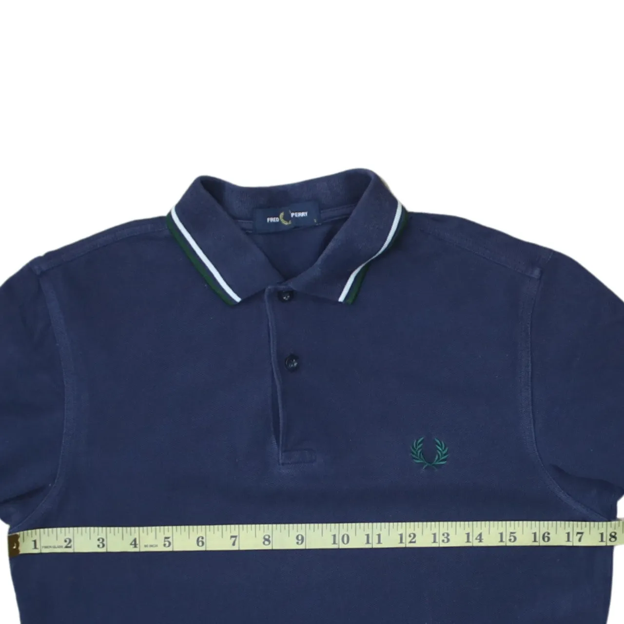 FRED PERRY 90's Short Sleeves Quarter Button Polo Shirt Small Navy Blue sold by Vintage Club product image thumbnail 5