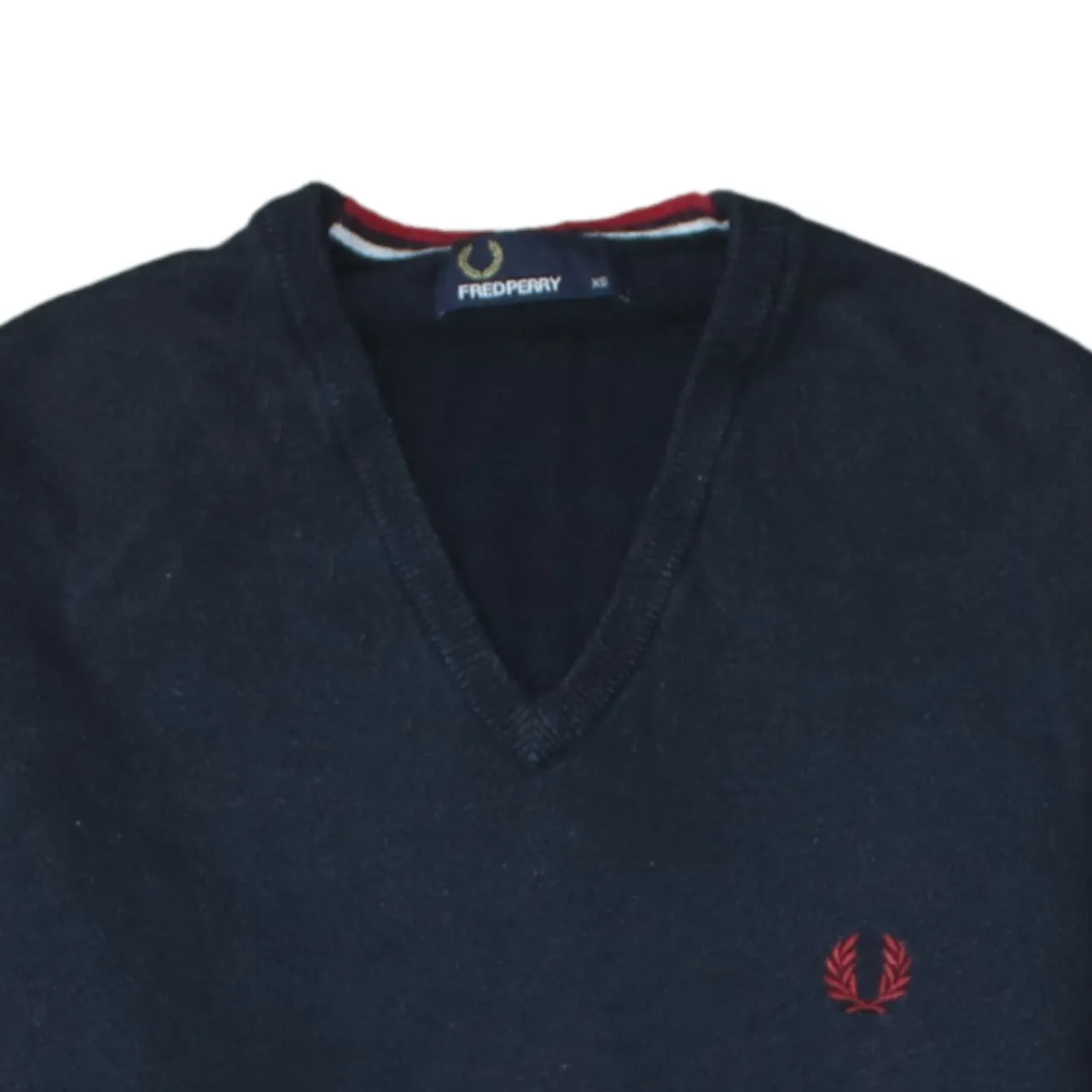 FRED PERRY 90's Lightweight V Neck Sweatshirt XSmall Black sold by Vintage Club product image thumbnail 3