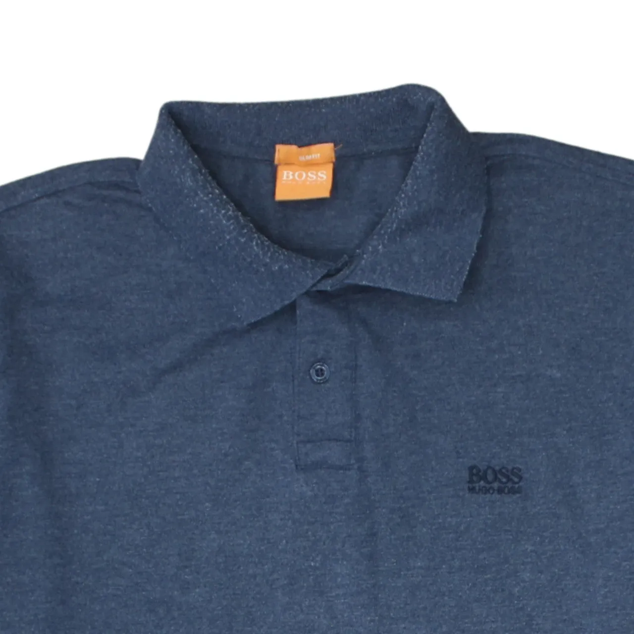 HUGO BOSS 90's Short Sleeves Quarter Button Polo Shirt Large Navy Blue sold by Vintage Club product image thumbnail 3
