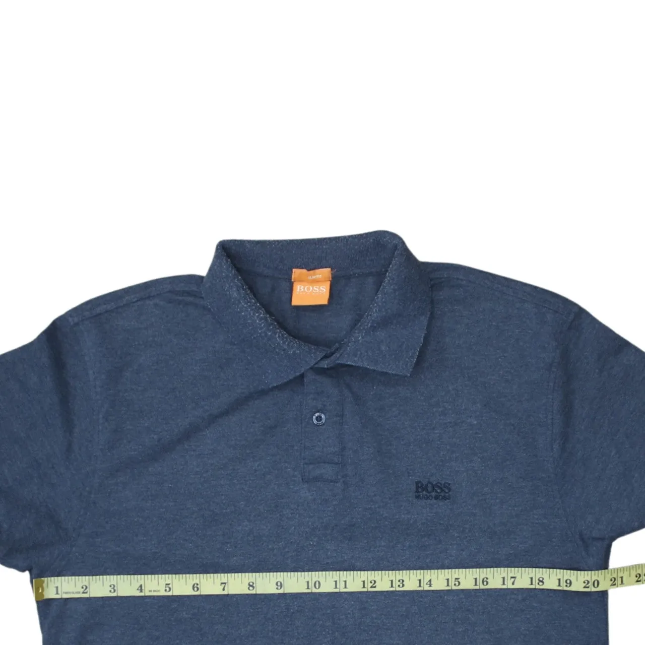 HUGO BOSS 90's Short Sleeves Quarter Button Polo Shirt Large Navy Blue sold by Vintage Club product image thumbnail 5