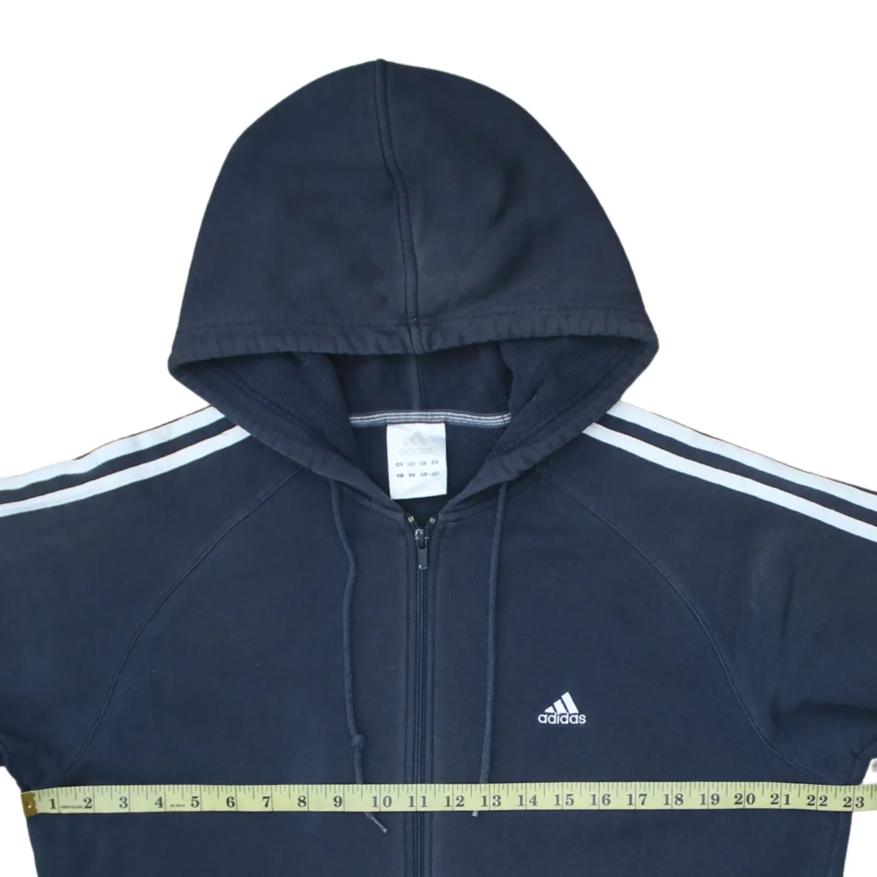 Adidas 90's Striped Sleeve Full Zip Up Hoodie Large Navy Blue sold by Vintage Club product image thumbnail 5