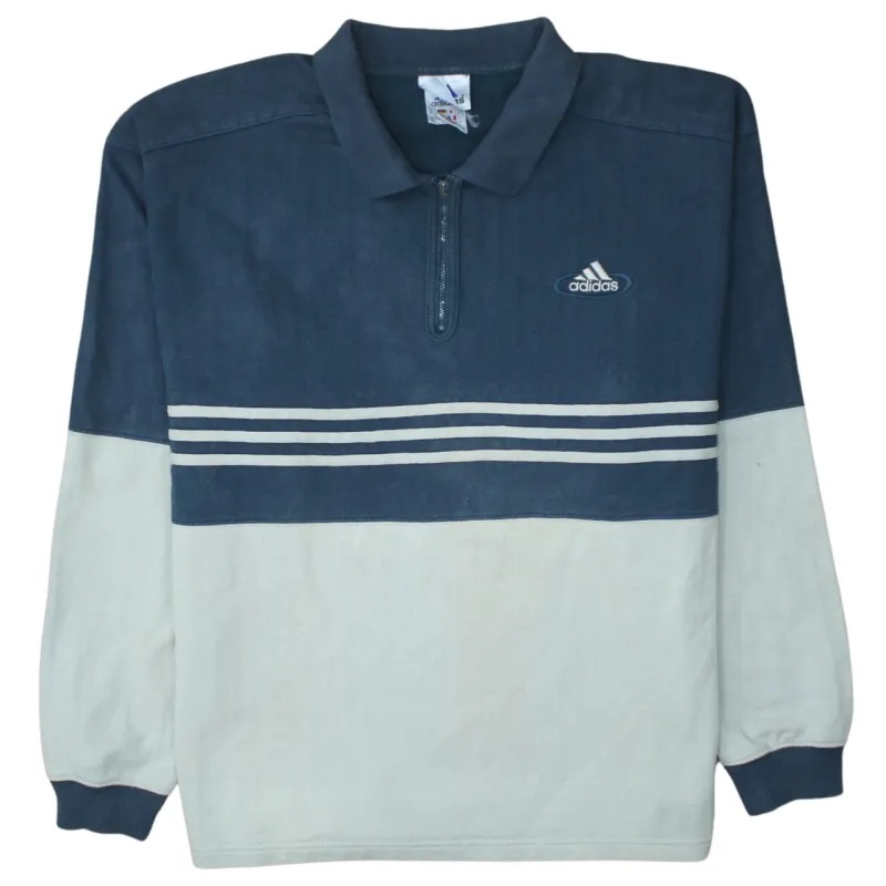 Adidas 90's Lightweight Quarter Zip Sweatshirt Large Beige Cream made by Adidas