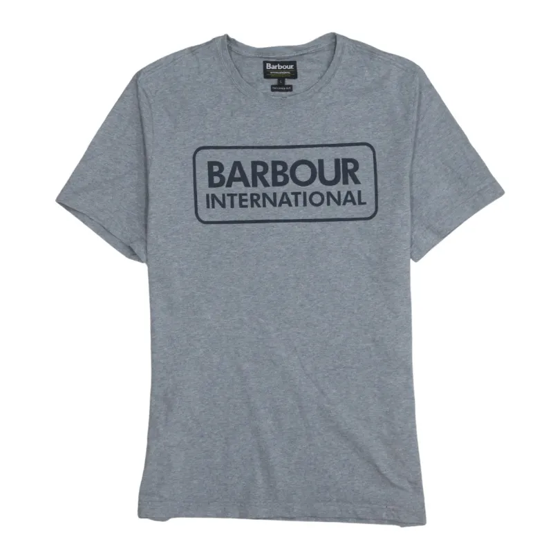Barbour 90's Spellout Short Sleeves T Shirt Large Grey sold by Vintage Club