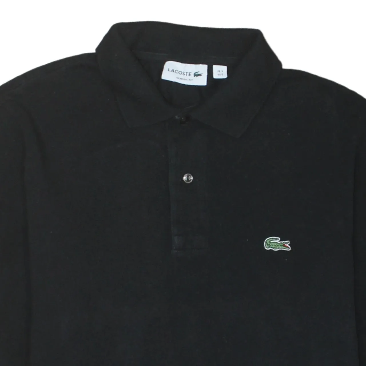 Lacoste 90's Long Sleeve Quarter Button Polo Shirt Small Black sold by Vintage Club product image thumbnail 3