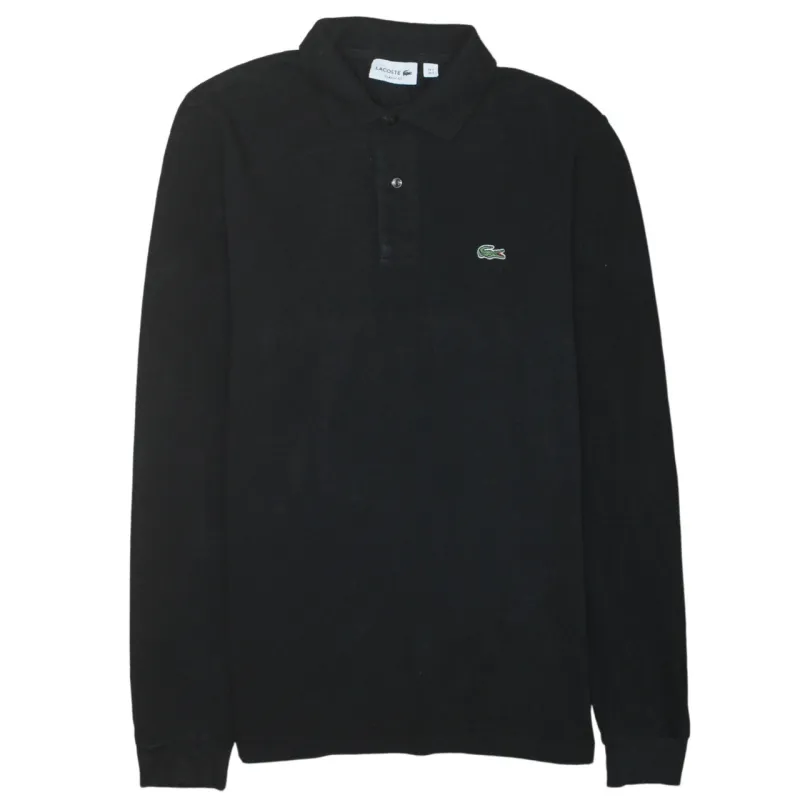 Lacoste 90's Long Sleeve Quarter Button Polo Shirt Small Black sold by Vintage Club