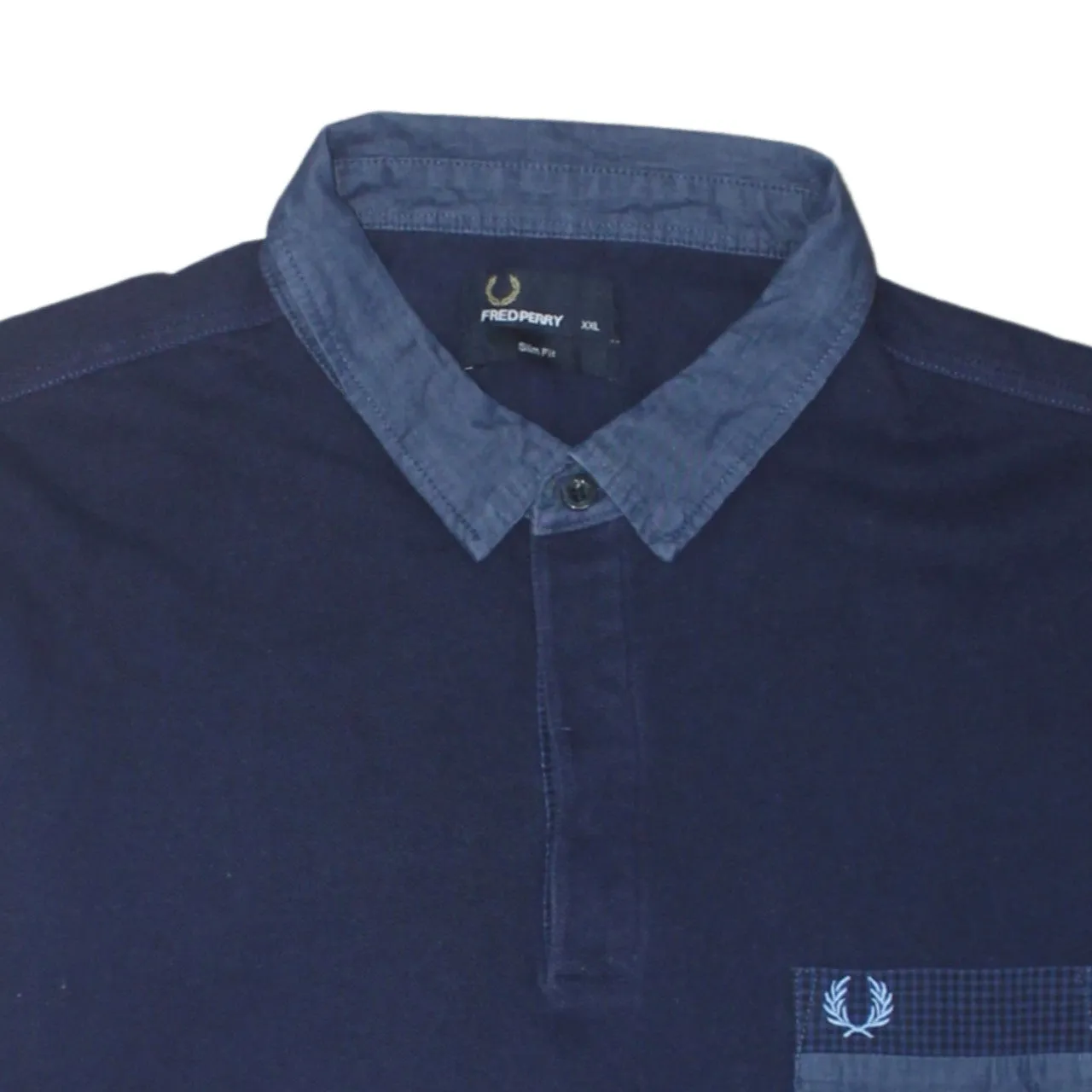 FRED PERRY 90's Short Sleeves Quarter Button Polo Shirt XXLarge (2XL) Navy Blue sold by Vintage Club product image thumbnail 3