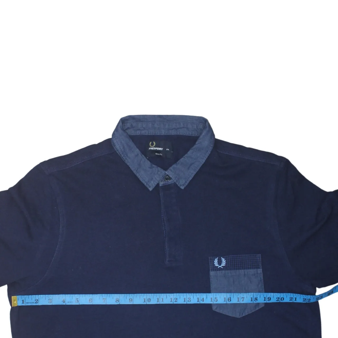FRED PERRY 90's Short Sleeves Quarter Button Polo Shirt XXLarge (2XL) Navy Blue sold by Vintage Club product image thumbnail 5
