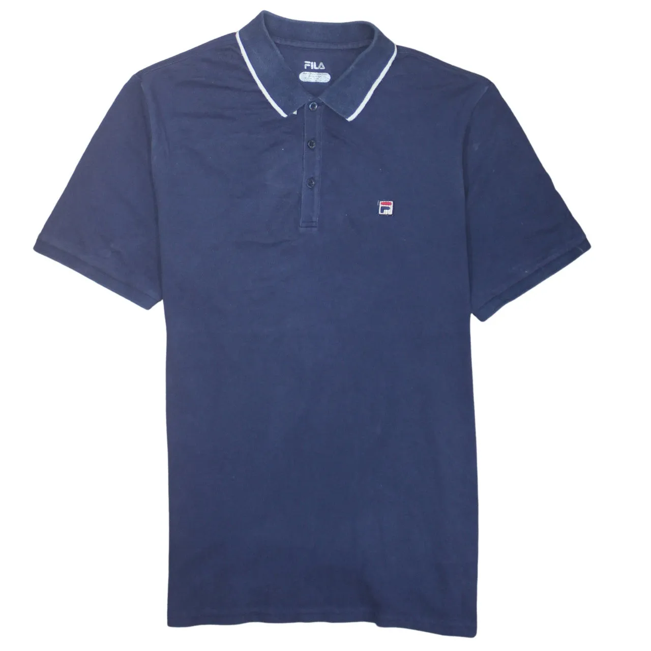 Fila 90's Short Sleeves Quarter Zip Polo Shirt Large Navy Blue sold by Vintage Club