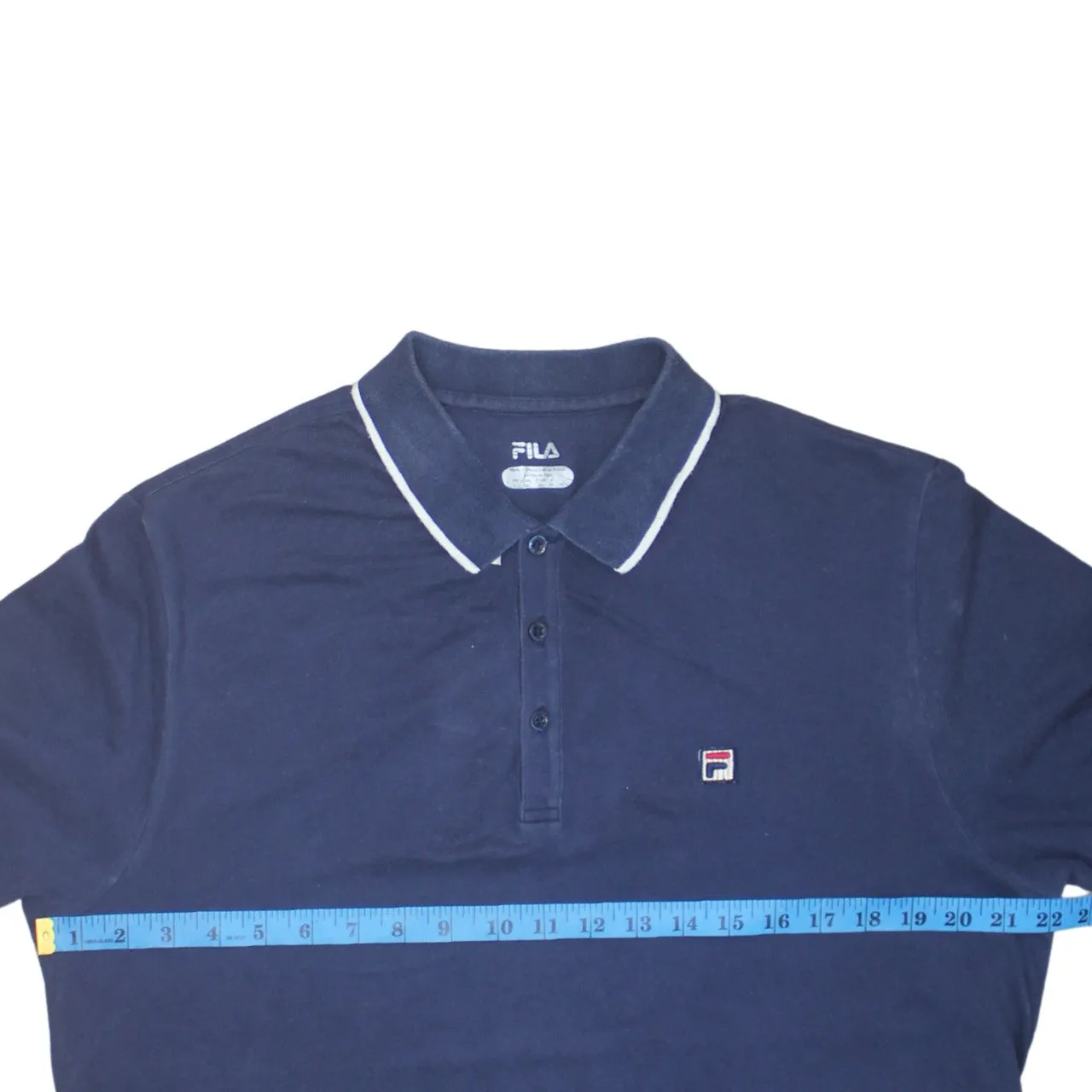 Fila 90's Short Sleeves Quarter Zip Polo Shirt Large Navy Blue sold by Vintage Club product image thumbnail 5
