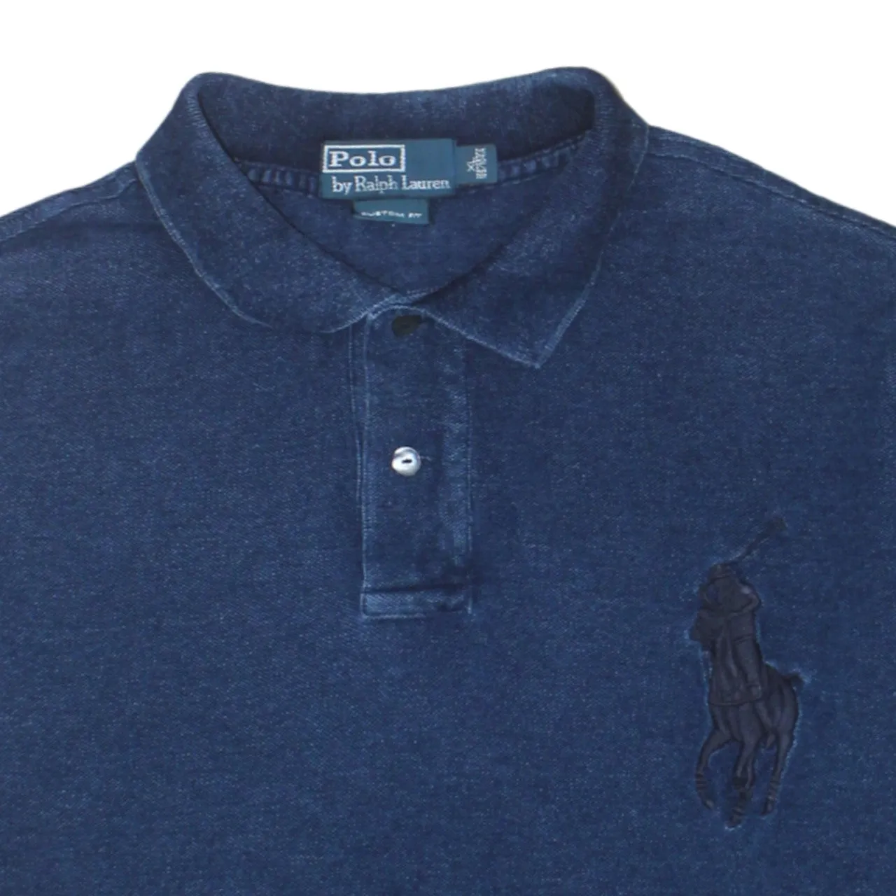 Polo Ralph Lauren 90's Short Sleeves Quarter Button Polo Shirt XLarge Navy Blue sold by Vintage Club product image thumbnail 3