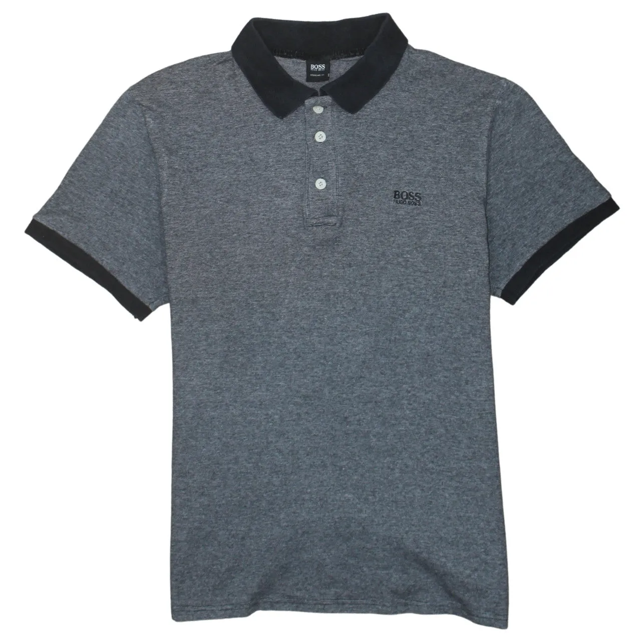 HUGO BOSS 90's Short Sleeves Quarter Button Polo Shirt XXLarge (2XL) Grey sold by Vintage Club