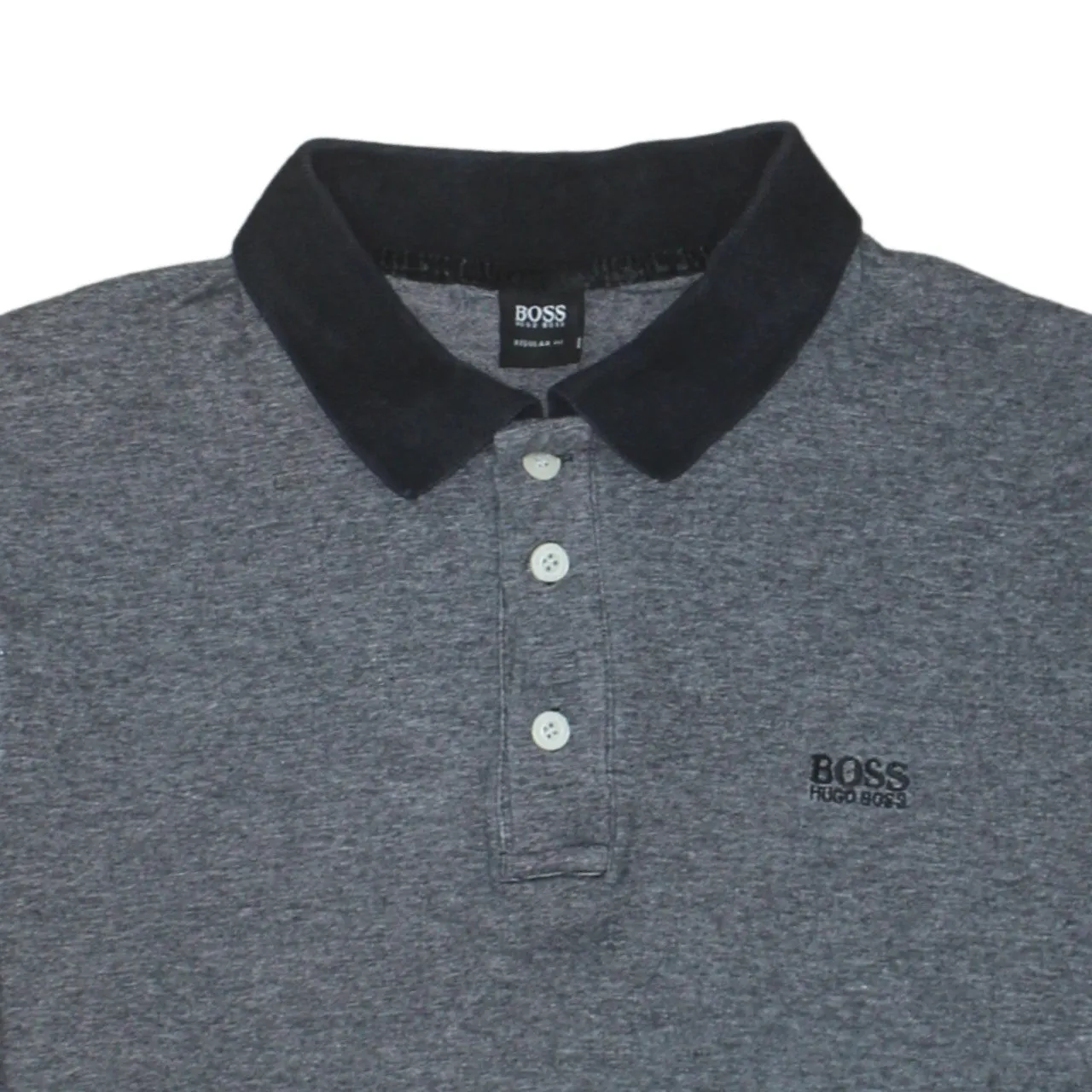 HUGO BOSS 90's Short Sleeves Quarter Button Polo Shirt XXLarge (2XL) Grey sold by Vintage Club product image thumbnail 3