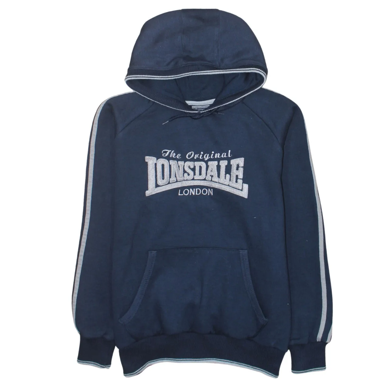 Lonsdale London 90's Spellout Pullover Hoodie Small Navy Blue sold by Vintage Club