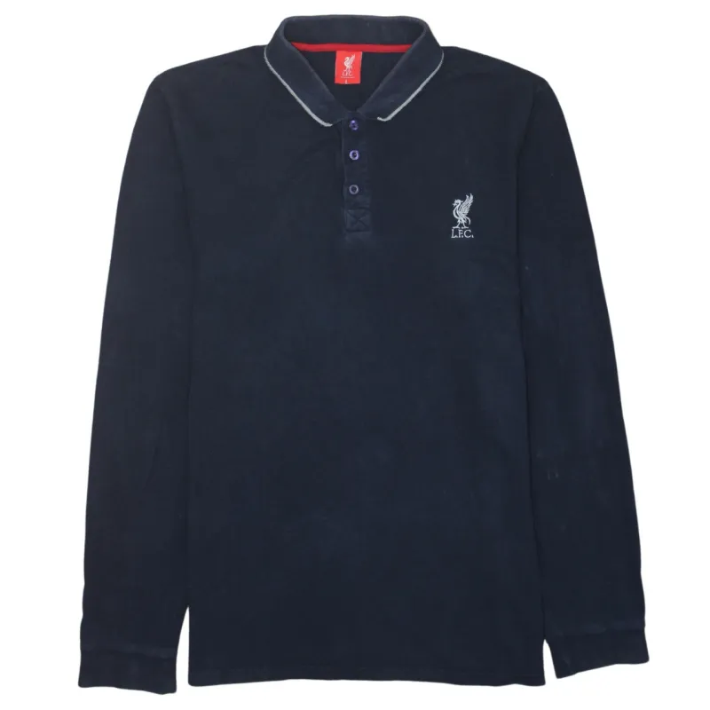 Retro 90's Long Sleeve Quarter Button Polo Shirt Large Navy Blue sold by Vintage Club