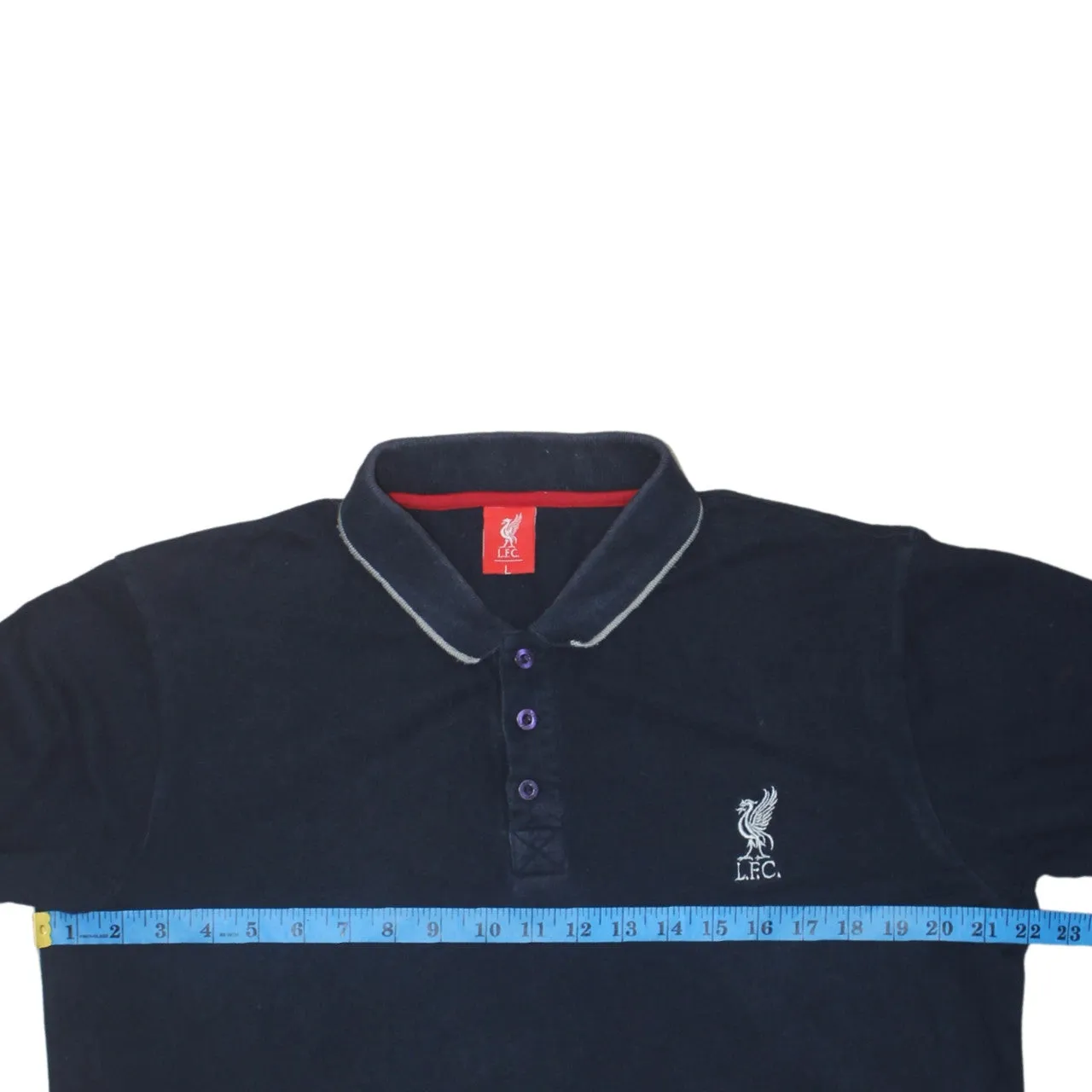 Retro 90's Long Sleeve Quarter Button Polo Shirt Large Navy Blue sold by Vintage Club product image thumbnail 5