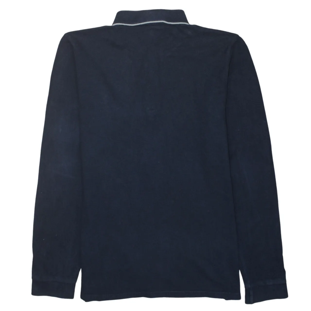 Retro 90's Long Sleeve Quarter Button Polo Shirt Large Navy Blue sold by Vintage Club product image thumbnail 2