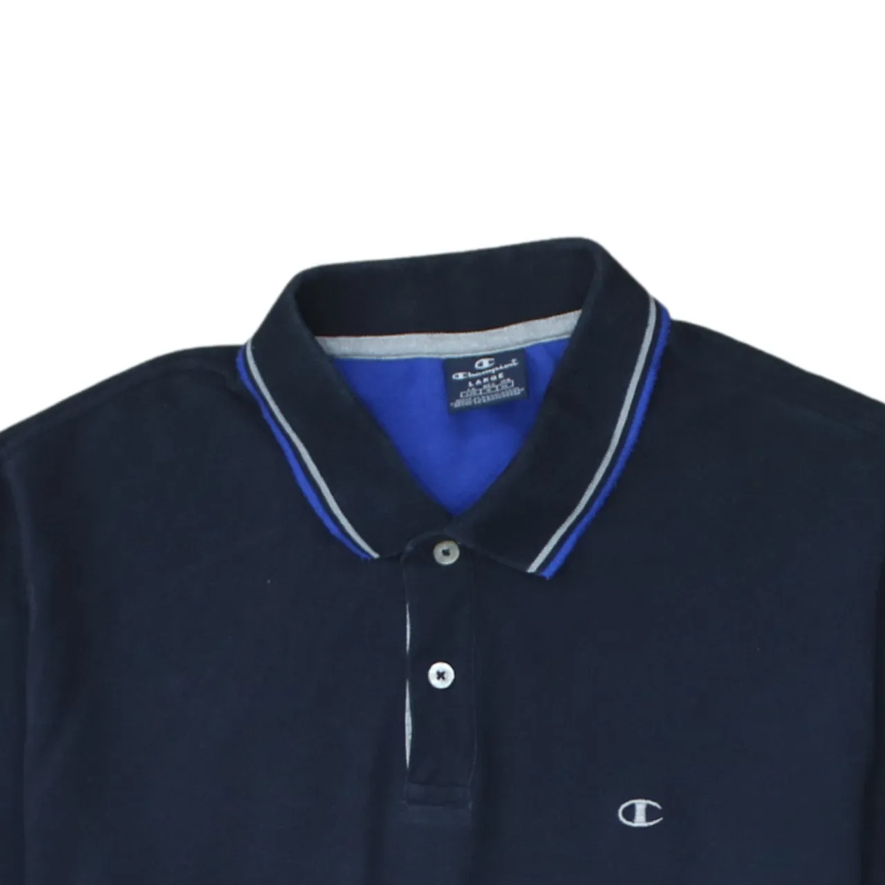 Champion 90's Short Sleeves Quarter Button Polo Shirt Large Navy Blue sold by Vintage Club product image thumbnail 3