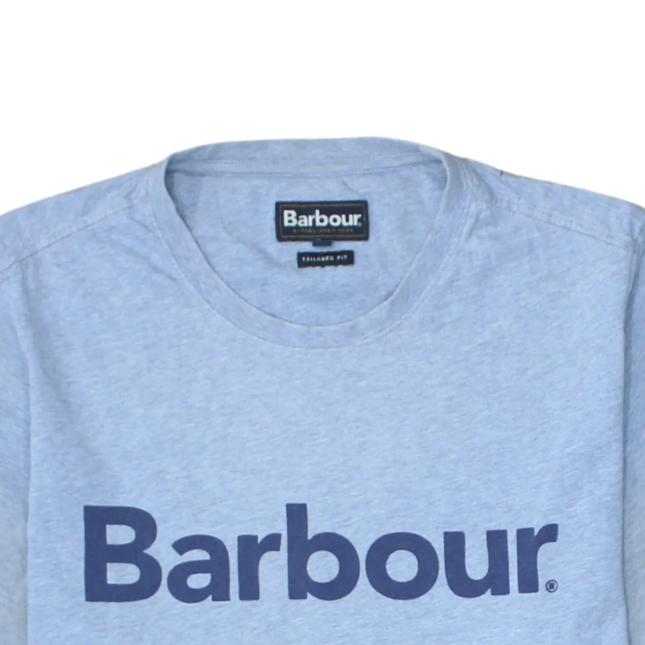 Barbour 90's Spellout Short Sleeves T Shirt Medium Blue sold by Vintage Club product image thumbnail 3