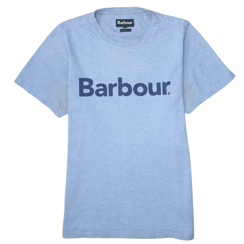 Barbour 90's Spellout Short Sleeves T Shirt Medium Blue sold by Vintage Club