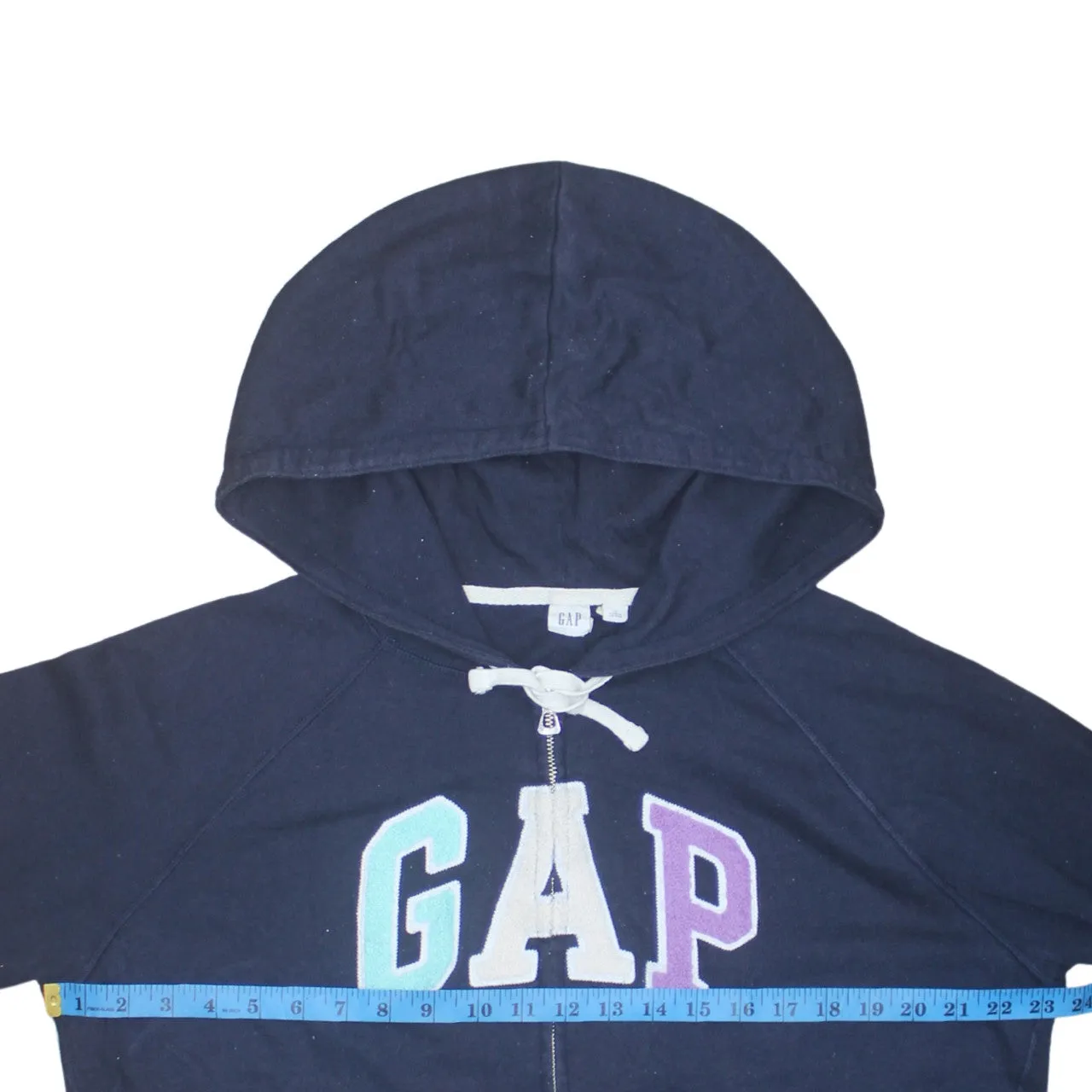 Gap 90's Spellout Full Zip Up Hoodie Large Navy Blue sold by Vintage Club product image thumbnail 5