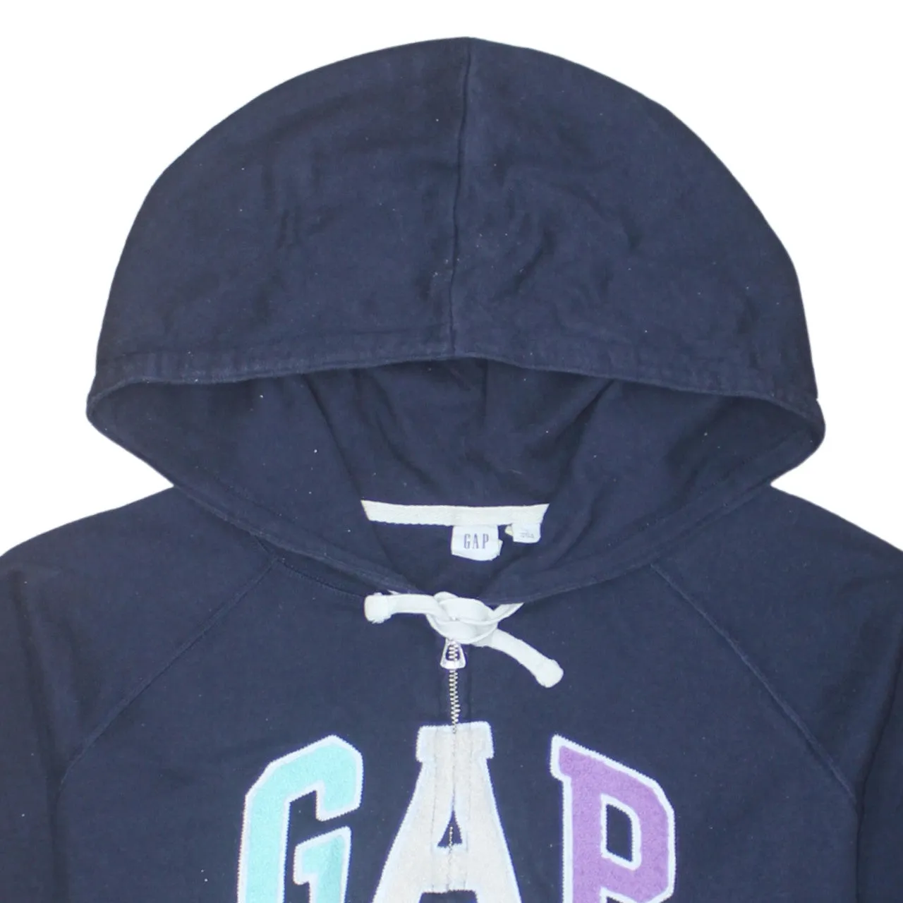 Gap 90's Spellout Full Zip Up Hoodie Large Navy Blue sold by Vintage Club product image thumbnail 3