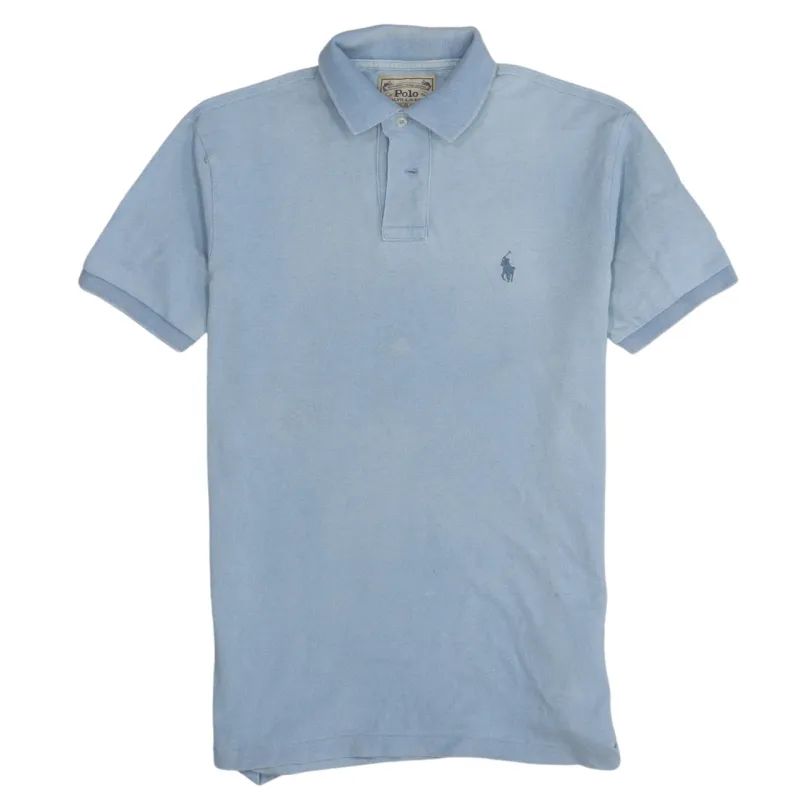 Polo Ralph Lauren 90's Short Sleeves Quarter Button Polo Shirt Small Blue sold by Vintage Club