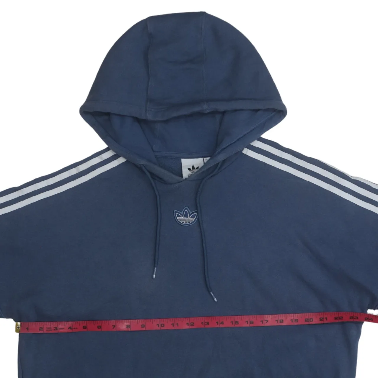 Adidas 90's Striped Sleeve Pullover Hoodie Medium Blue sold by Vintage Club product image thumbnail 5