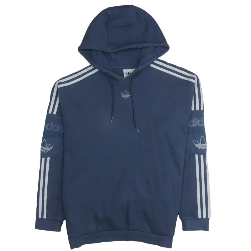 Adidas 90's Striped Sleeve Pullover Hoodie Medium Blue sold by Vintage Club