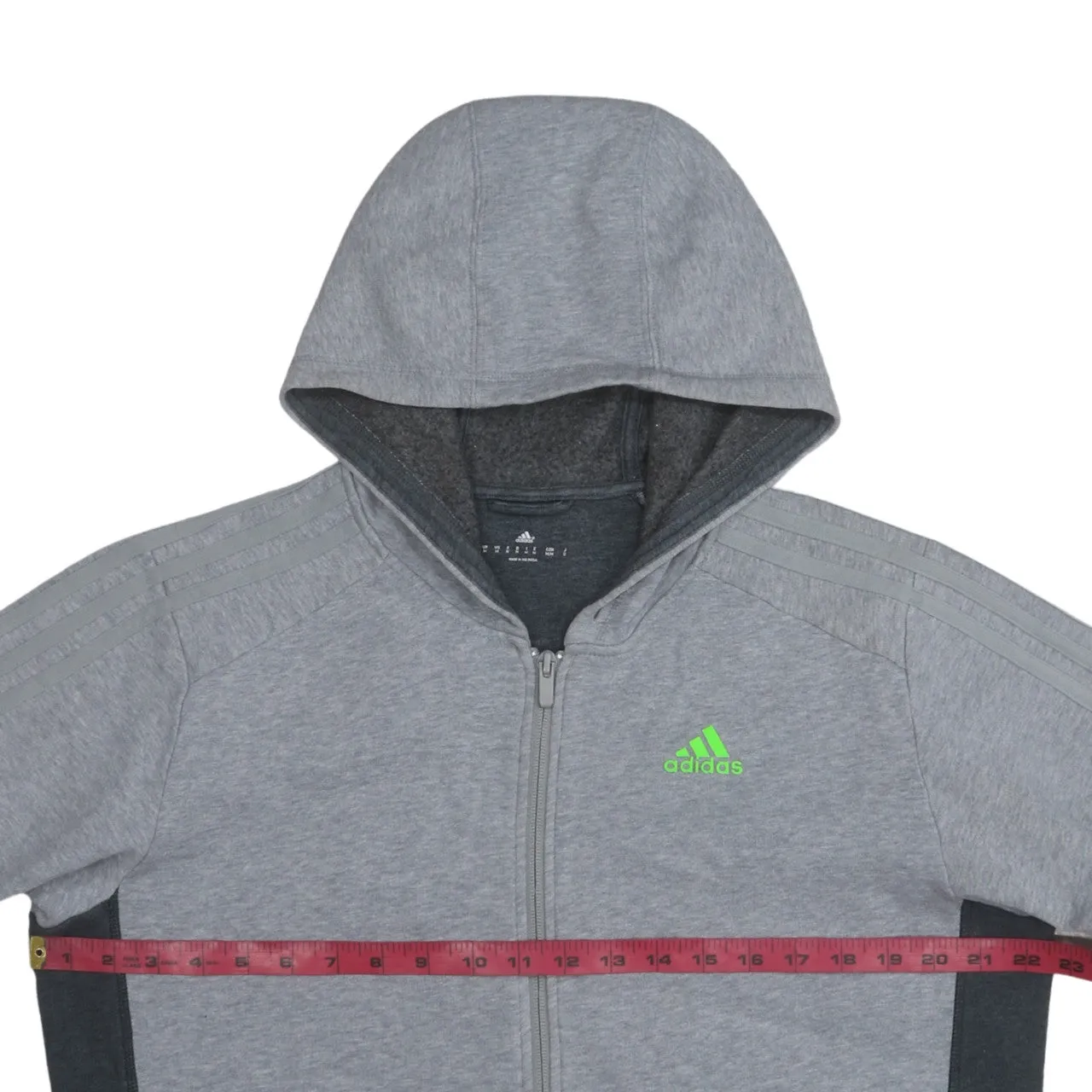 Adidas 90's Striped Sleeve Full Zip Up Hoodie Medium Grey sold by Vintage Club product image thumbnail 5